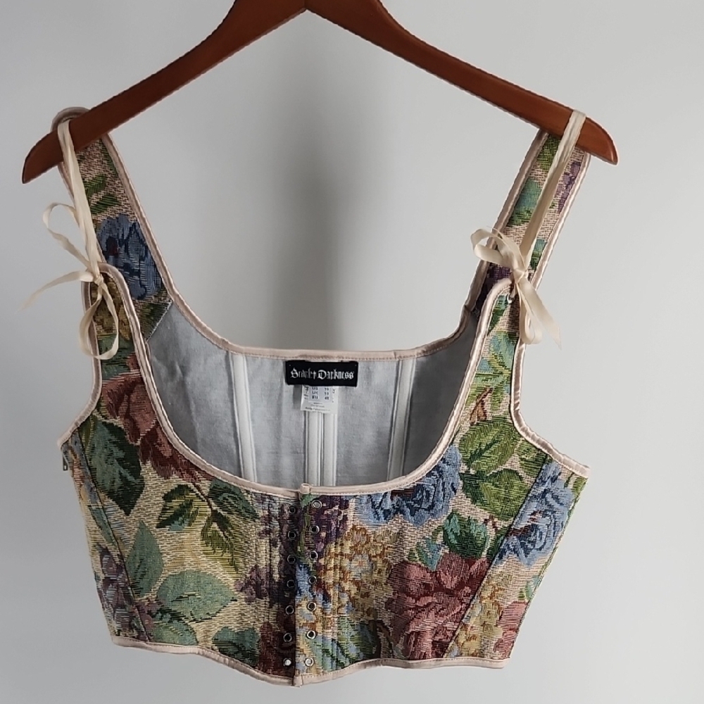 Saint Michael Floral Tapestry Crop Top - Multicolor